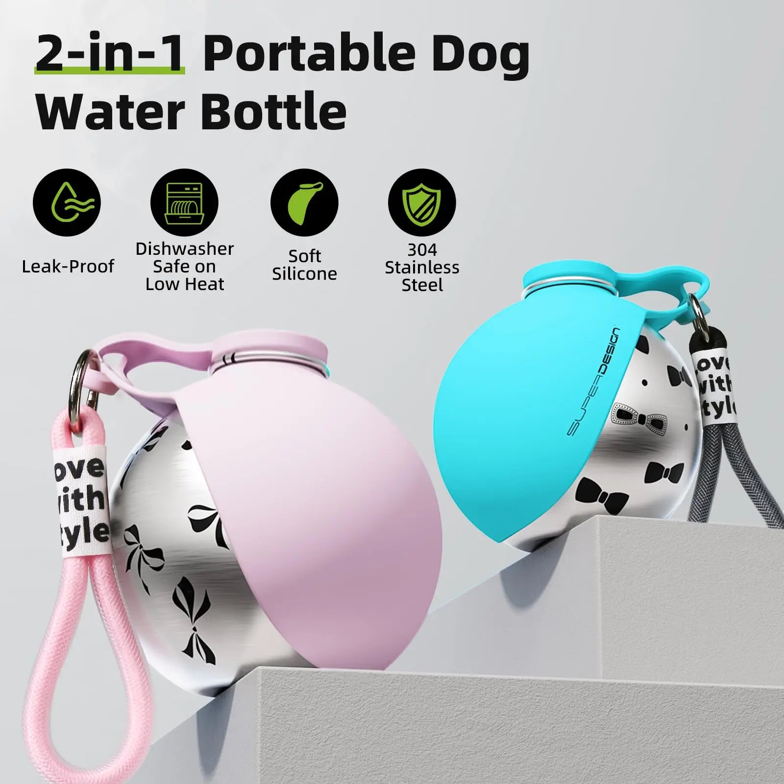 2-in-1 Portable Dog Water Bottle for Small Dogs