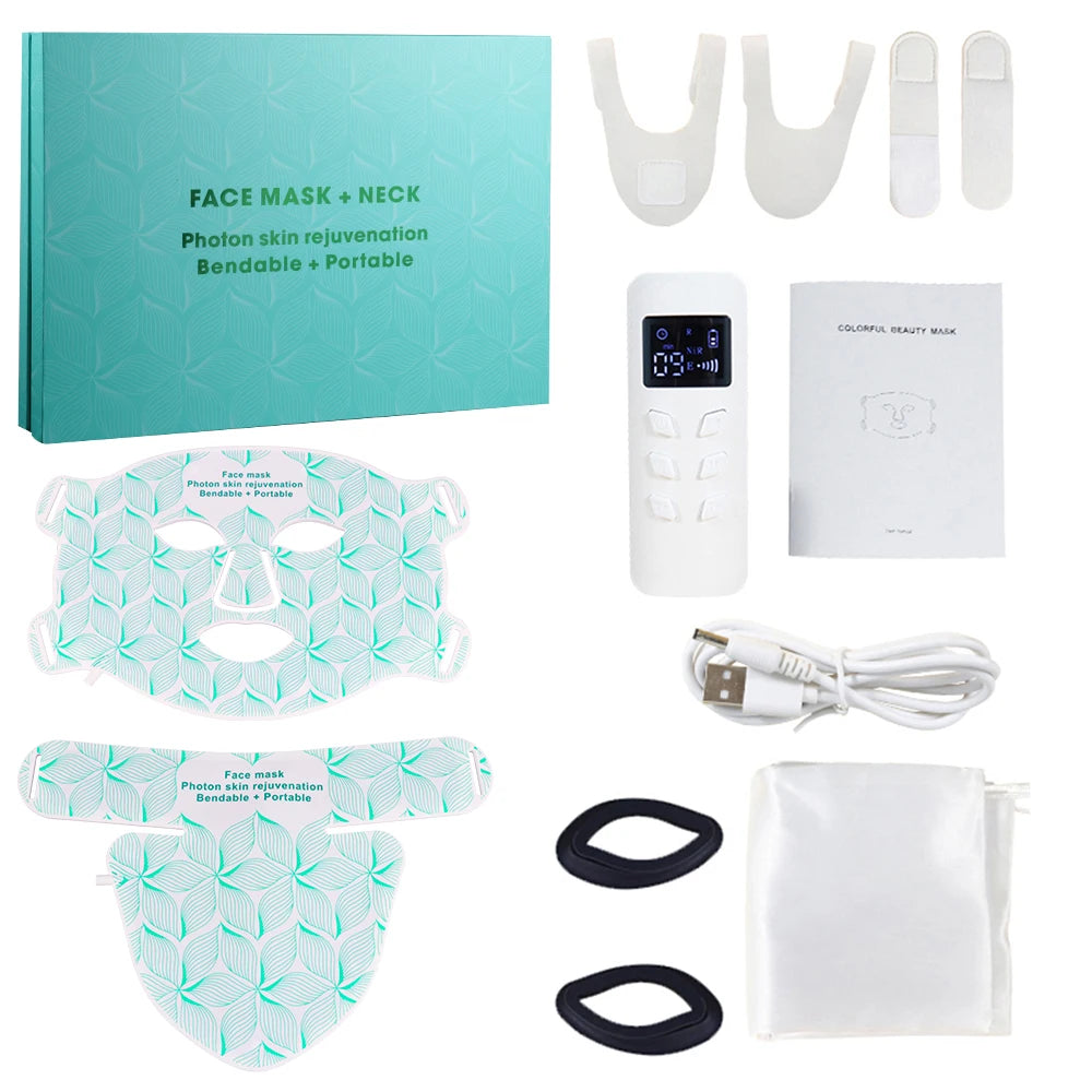 Facial LED Mask with Neck Red Light Near Infrared Therapy