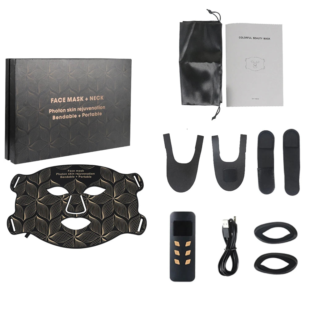 Facial LED Mask with Neck Red Light Near Infrared Therapy