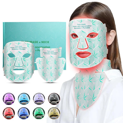 Facial LED Mask with Neck Red Light Near Infrared Therapy